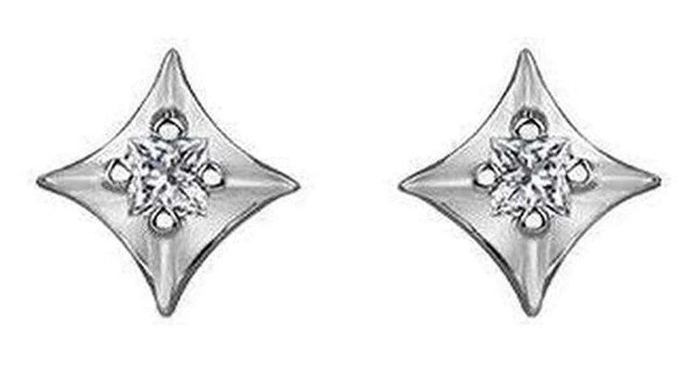 10K White Gold Canadian Diamond (0.04 ct T.W.) Sparkle Studs