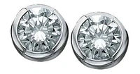 10K White Gold Canadian Diamond (0.10 ct T.W.) Half Bezel Studs