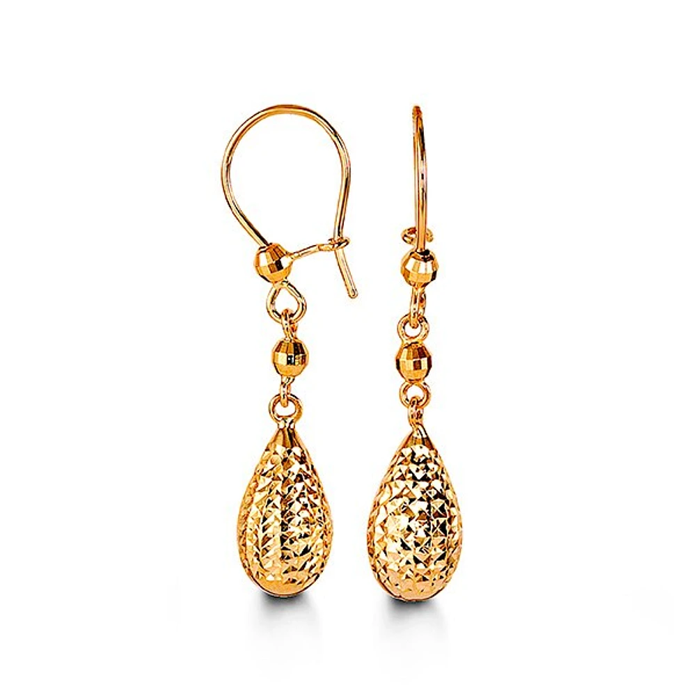 Diamond Cut Droplet Dangling Earrings