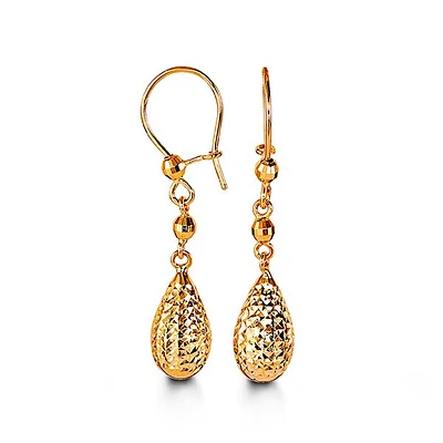 Diamond Cut Droplet Dangling Earrings