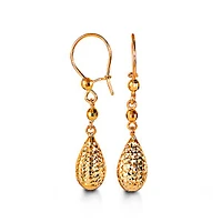 Diamond Cut Droplet Dangling Earrings