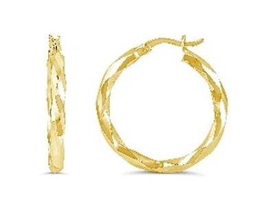 Diamond Cut Yellow Gold Hoops