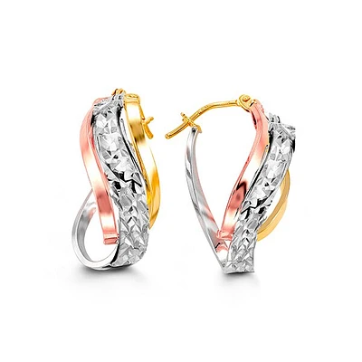 Tri-Color Gold Waves Hoops