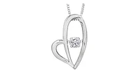 10K White Gold Pulse-Dancing Diamond (0.02 ct. T.W.) Double Heart Necklace