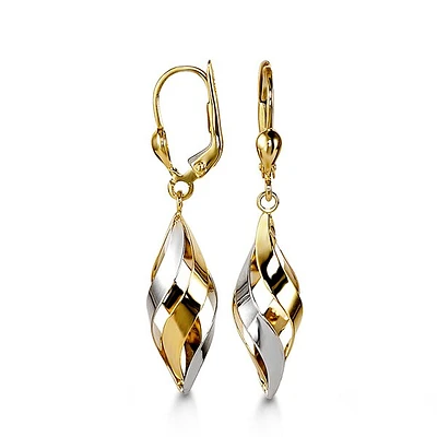 Two Tone Wave Droplet Drop Earrings