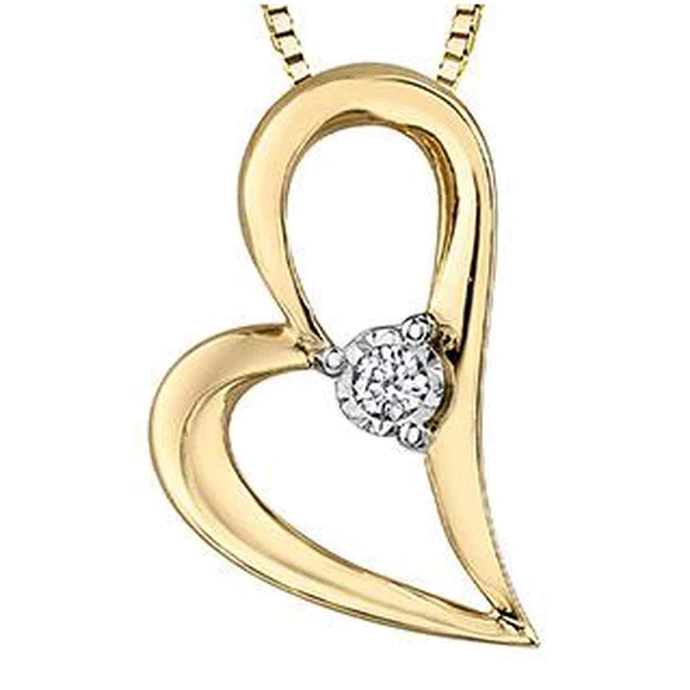 10K White & Yellow Gold Diamond (0.02 ct. T.W.) Heart Necklace