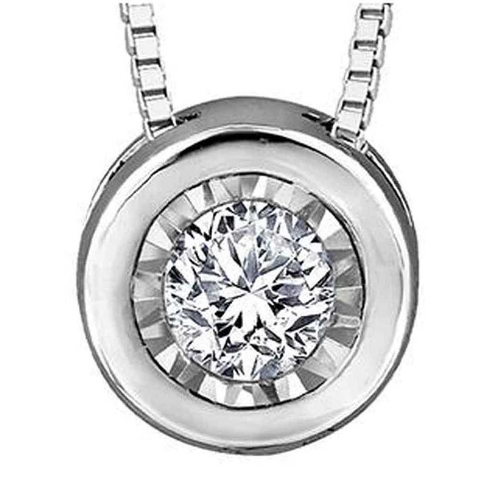 10K White Gold Diamond (0.02 ct. T.W.) Bezel Necklace