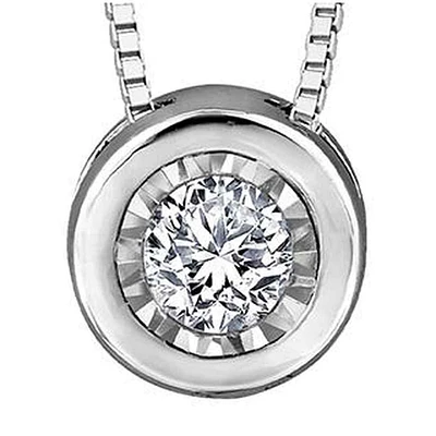 10K White Gold Diamond (0.02 ct. T.W.) Bezel Necklace