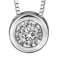 10K White Gold Diamond (0.02 ct. T.W.) Bezel Necklace