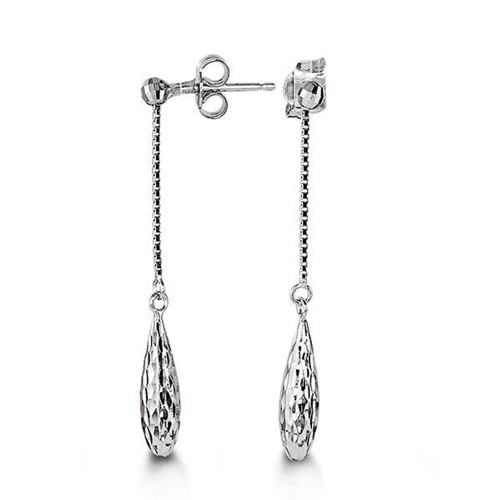 Diamond Cut White Gold Danling Earrings