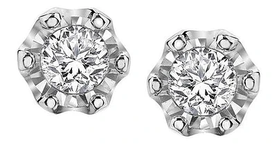 10K White Gold Diamond (0.08 ct. T.W.) Flower Studs