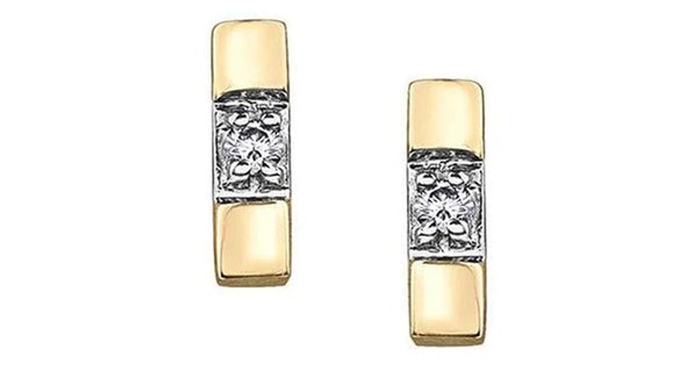 10K Yellow Gold Diamond (0.02 ct. T.W.) Bar Studs