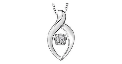 10K White Gold Pulse Diamond (0.02 ct. T.W.) Elongated Necklace