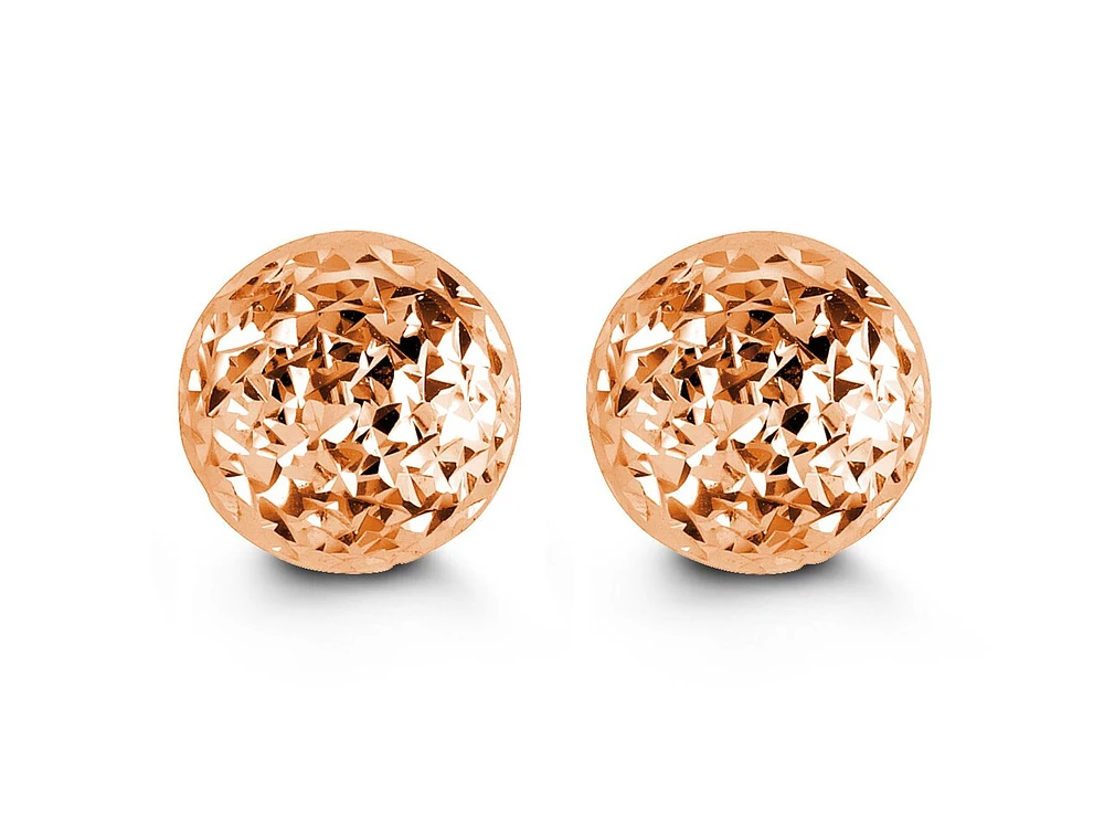 Cosmo by Bella 10mm Diamond Cut Ball Studs in Rose Gold