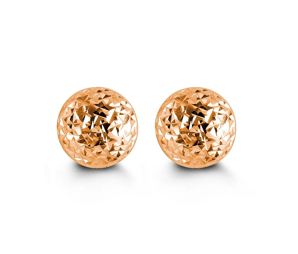 7mm Diamond Cut Ball Studs in Rose Gold