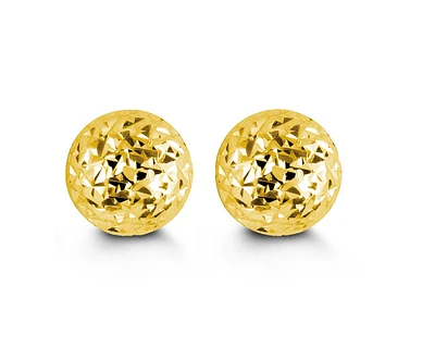 8mm Diamond Cut Ball Studs in Gold