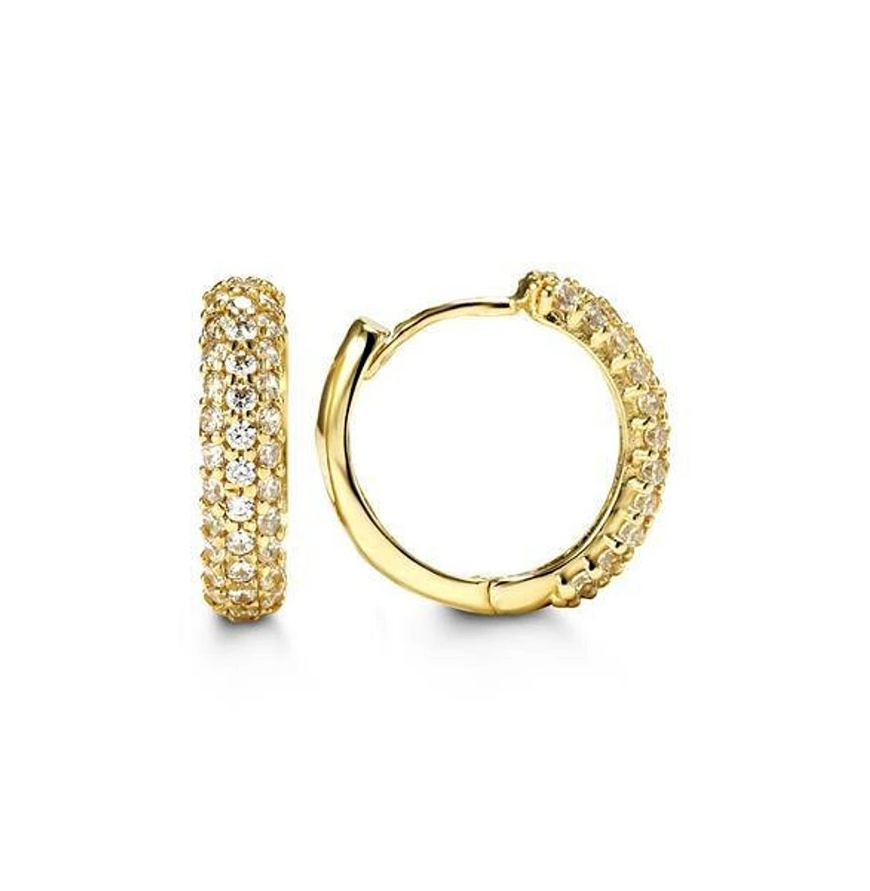 C.Z Pave Yellow Gold Huggies