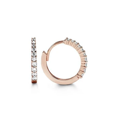 C.Z Tapered Scallop Setting Rose Gold Huggies