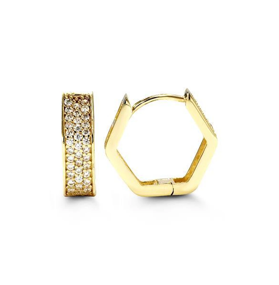 C.Z Geometric Luxury Yellow Gold Huggies