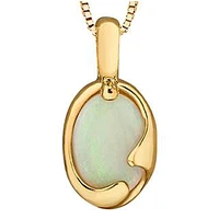 10K Yellow Gold Oval Opal Necklace