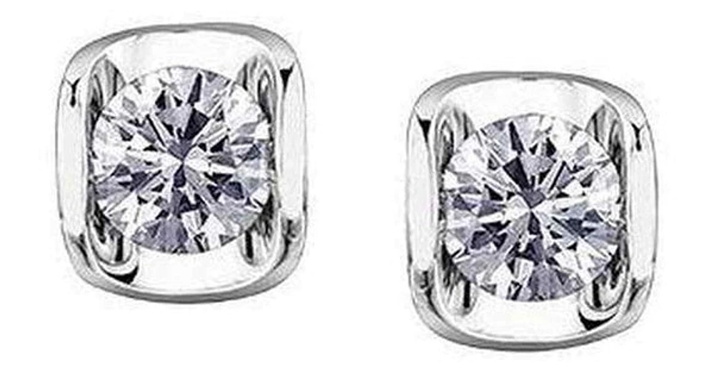 10K White Gold Canadian Diamond (0.15 ct T.W.) Tension Set Studs