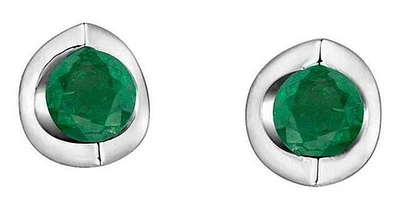 10K White Gold Emarald Half Moon Studs