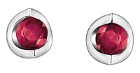 10K White Gold Ruby Half Moon Studs