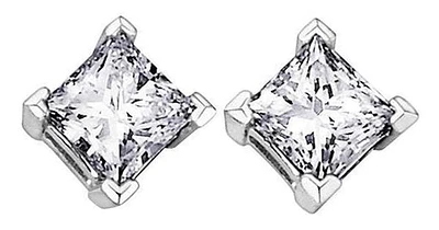 10K White Gold Canadian Diamond (0.12ct) 4 Claw Studs