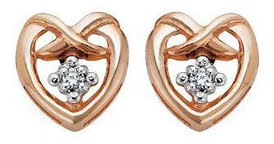 10K Rose Gold Canadian Diamond (0.02ct) Heart Outline Studs