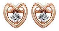 10K Rose Gold Canadian Diamond (0.02ct) Heart Outline Studs