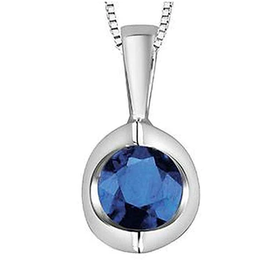 10K White Gold Sapphire Half Moon Necklace