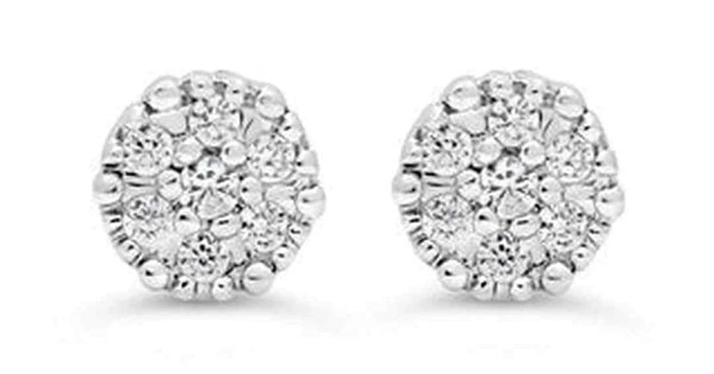 0.08 ct T.W Cluster Diamonds 10K Gold Studs