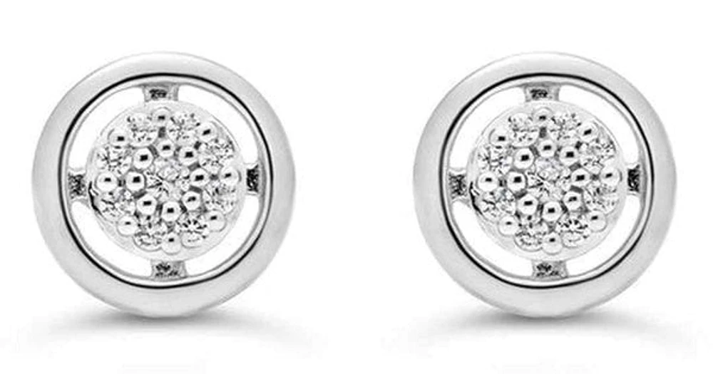 0.05 ct T.W Diamond Pave Circle 10K White Gold Studs