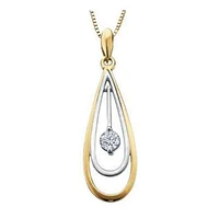 10K Yellow & White Gold Canadian Diamond (0.05 ct T.W.) Double Drop Necklace