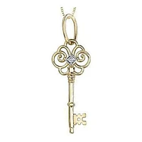 10K Yellow Gold Canadian Diamond (0.02 ct T.W.) Golden Key Necklace