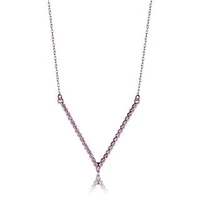 Sterling Silver Rose Gold Plated "V" Shaped Cubic Zirconia Necklace 18" with 2" extender