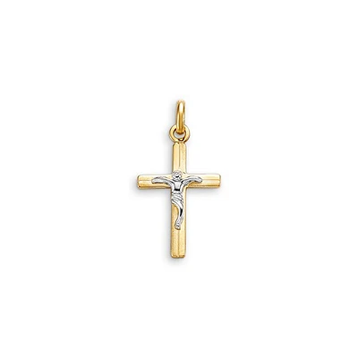 10K Two Tone Gold Faith Charm Pendant (Model BEL