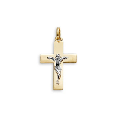 10K Two Tone Gold Faith Charm Pendant (Model BEL