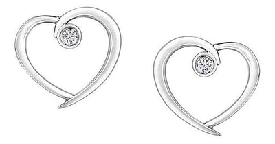 10K White Gold Diamond (0.04 ct. T.W) Heart & Bezel Studs