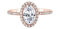 1.50 ct T.W.-14K Rose Gold Oval Diamond Halo Engagement