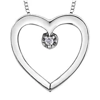 10K White Gold Diamond Accent Heart Necklace