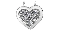 10K White Gold Diamond Accent Pave Heart Necklace