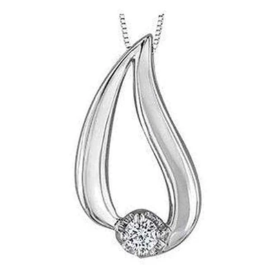 10K White Gold Canadian Diamond (0.04 ct T.W.) Raindrop Necklace