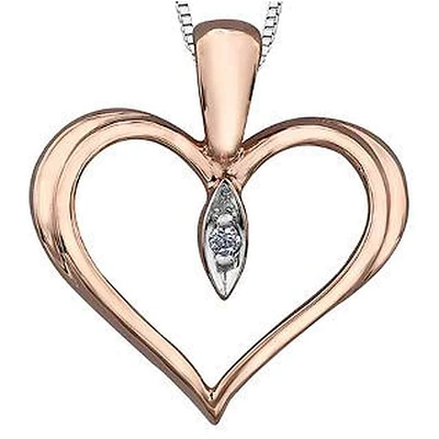 10K Rose & White Gold Diamond Accent Heart Necklace