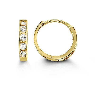 Baby CZ Channel Setting in 14K Gold Huggies