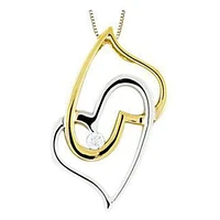 10K Yellow Gold Canadian Diamond (0.03 ct T.W.) Intertwined Double Hearts Necklace