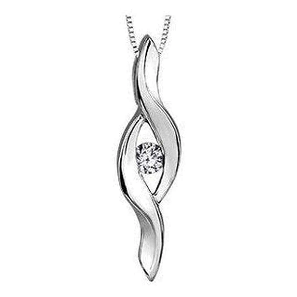 10K White Gold Canadian Diamond (0.05 ct T.W.) Twist Necklace