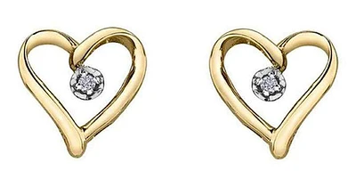 10K Yellow Gold Diamond (0.02 ct. T.W) Golden Heart Studs