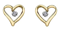 10K Yellow Gold Diamond (0.02 ct. T.W) Golden Heart Studs