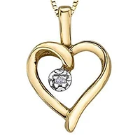 10K Yellow Gold Diamond Accent Golden Heart Necklace